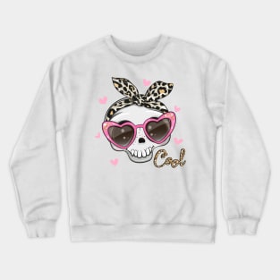 Cute skull with pink glasses Crewneck Sweatshirt